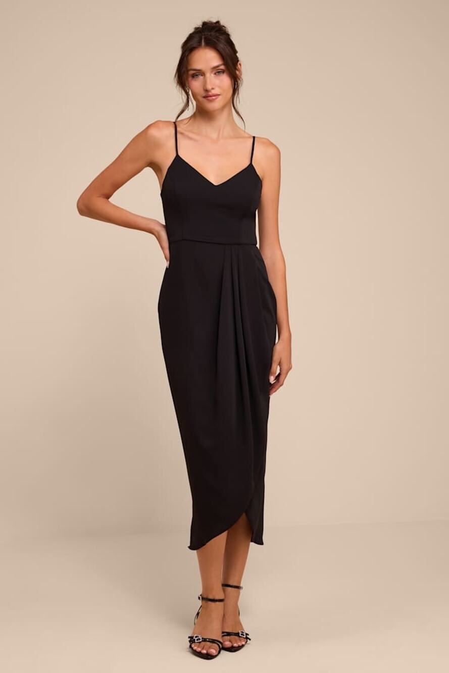 NWT Lulus Reinette Black Midi Dress Size XXL